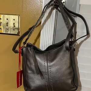 Montana West Black Shoulder Bag with Studded Center